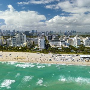 American southern seashore of Miami Beach city.