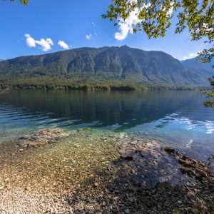 Emerald waters of lake Bohinj