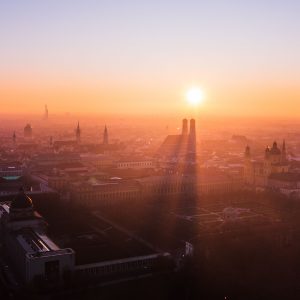 Munich from above during sunset
