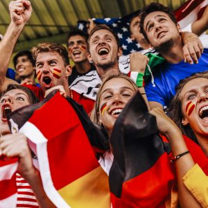 Supporters from Multiple Countries at Stadium All Together